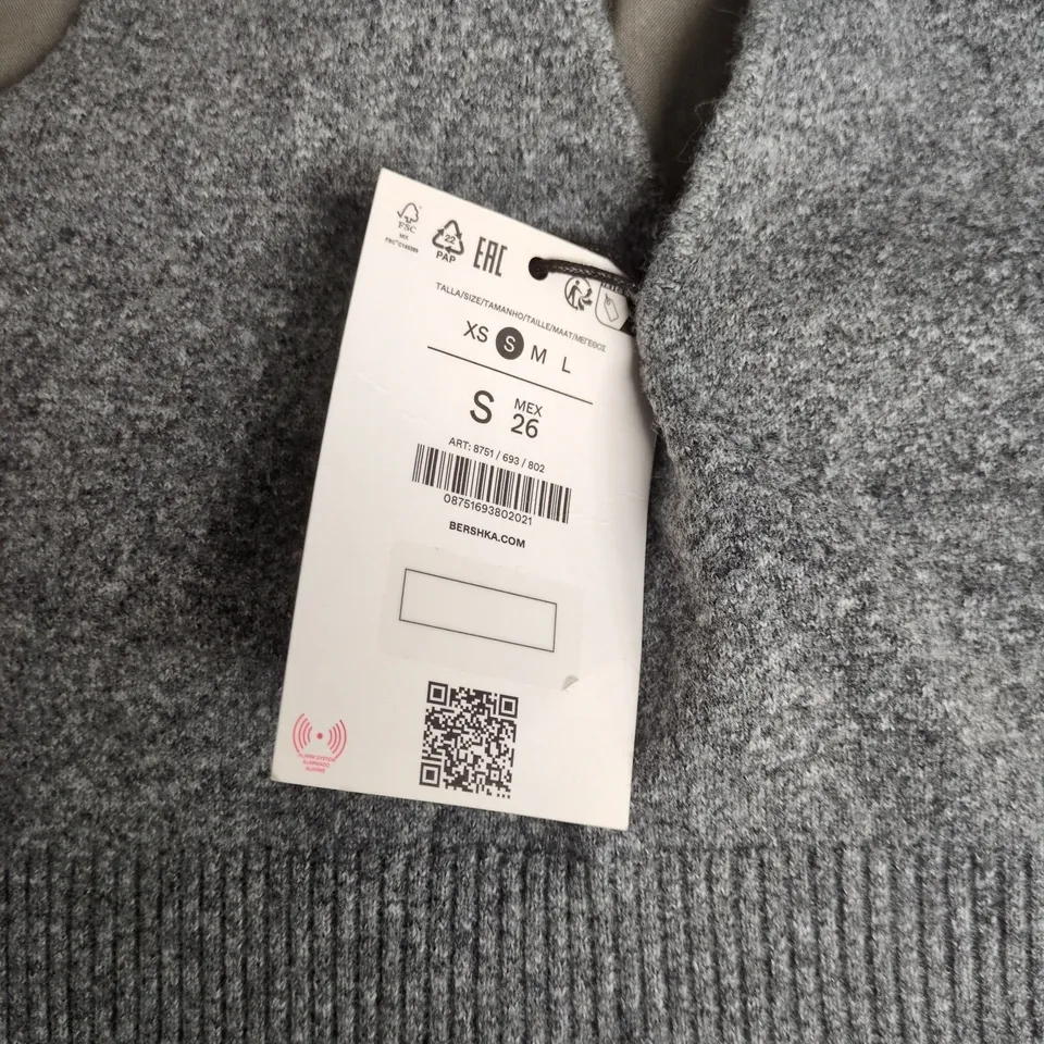 BERSHKA GREY KNITTED BACKLESS VEST TOP - SIZE S