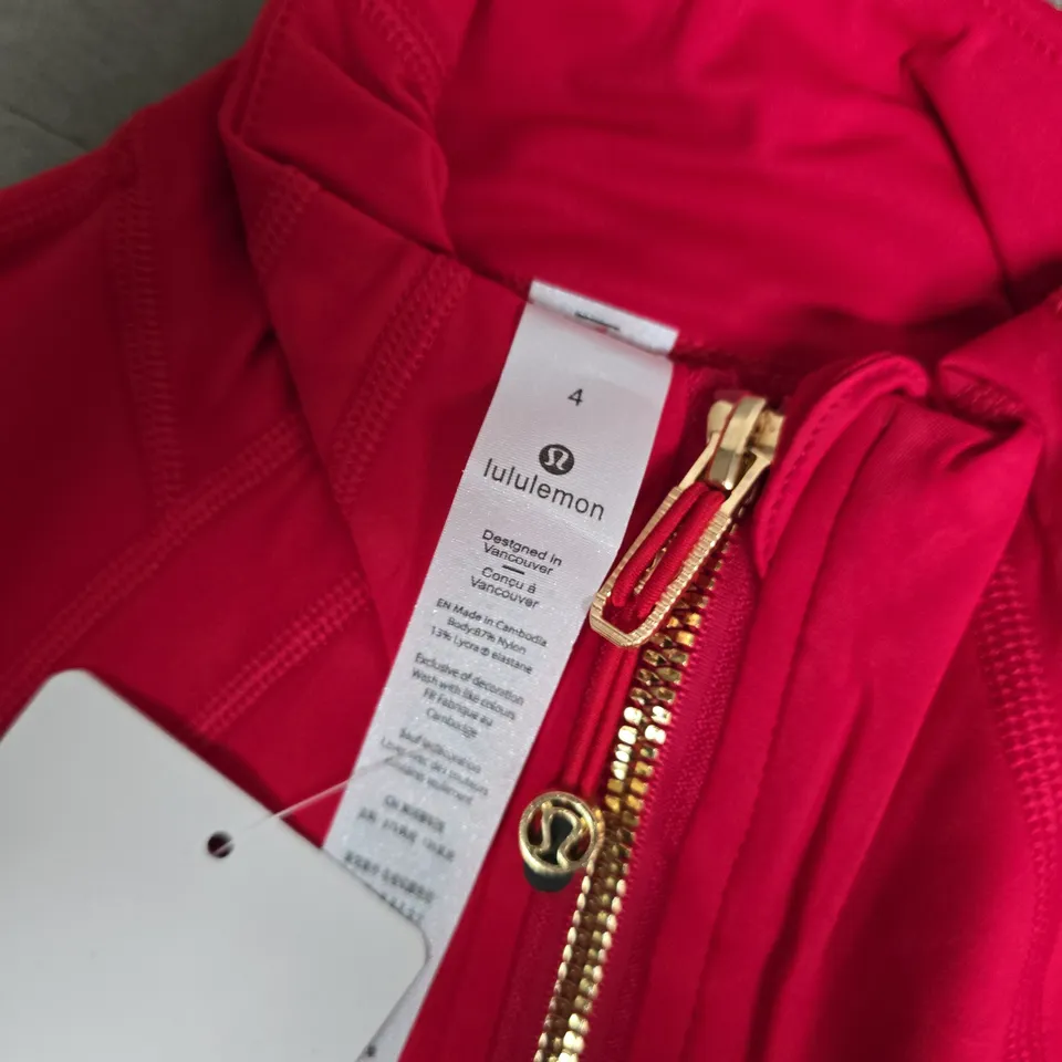 LULULEMON ZIP TRACKSUIT TOP IN RED - SIZE 4