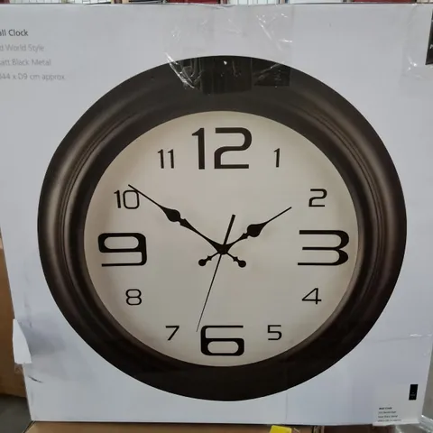BOXED MATT BLACK WALL CLOCK