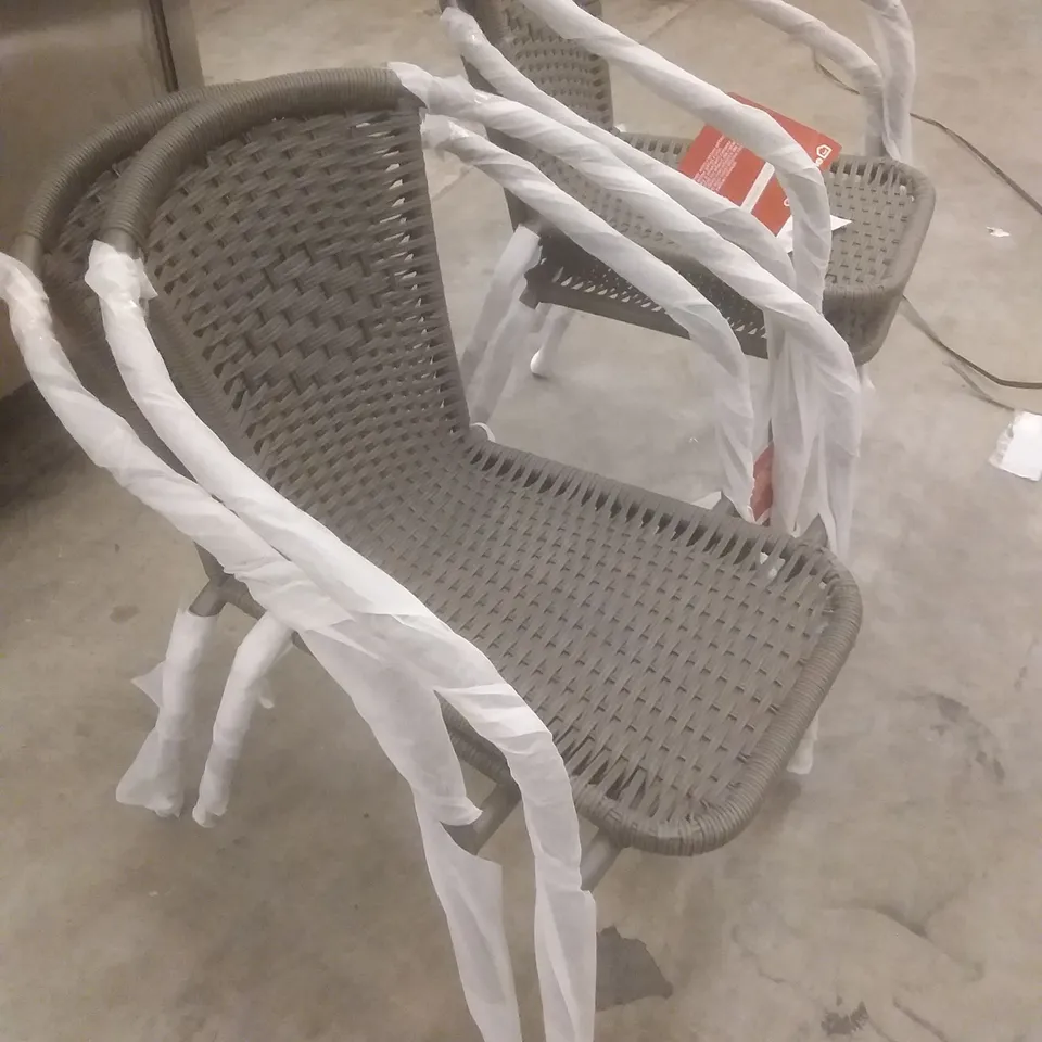 BARI STEEL ARMCHAIR WITH RATTAN EFFECT X4