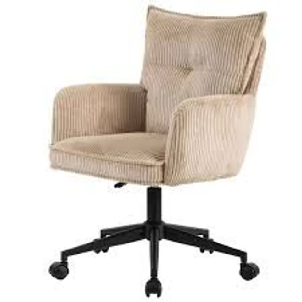BOXED OFFICE CHAIR, HARBOUR HOME OFFICE CHAIR - CREAM CORDUROY (1 BOX)