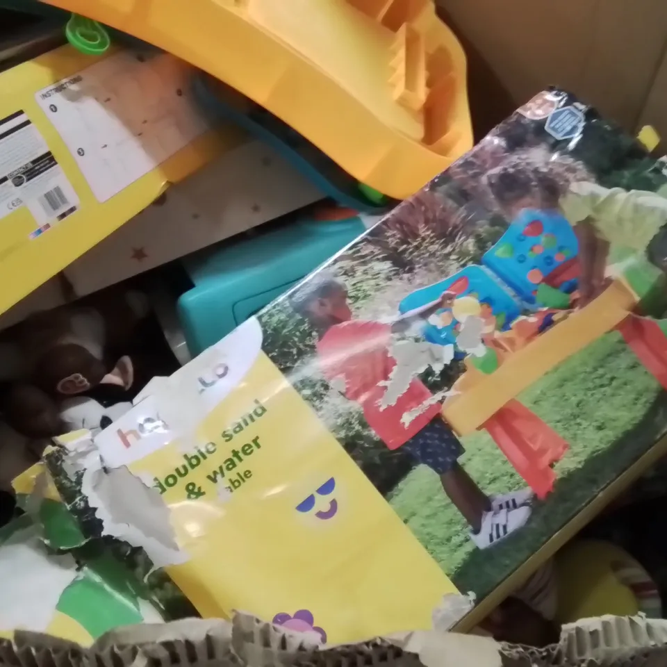 PALLET CONTAINING A LARGE QUANTITY OF ASSORTED KIDS ITEMS TO INCLUDE;TEDDIES,WATER TABLE,WOODEN KITCHEN