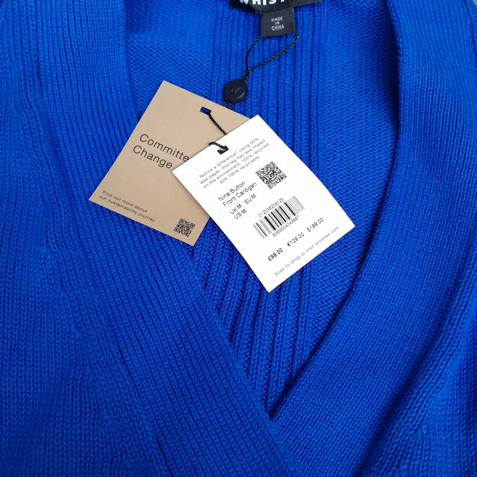 WHISTLES NINA BUTTON FRONT CARDIGAN - UK M