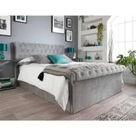 BOXED CHESSINGTON UPHOLSTERED SIDE LIFT OTTOMAN BED - GREY // SIZE: 4FT SMALL DOUBLE (2 BOXES)