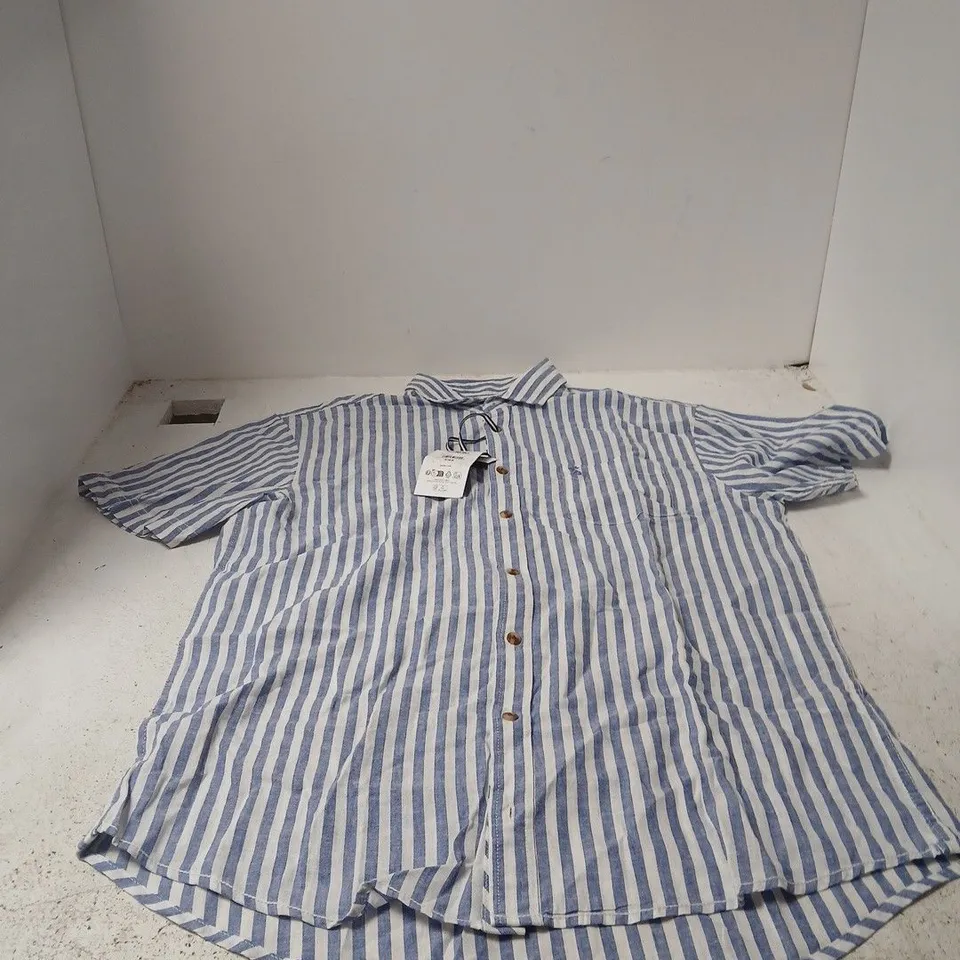 JOULES LINEN BLEND STRIPE SHIRT – LARGE