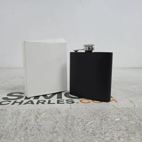 6OZ DRINKING FLASK BLACK 304 STAINLESS STEEL BOXED