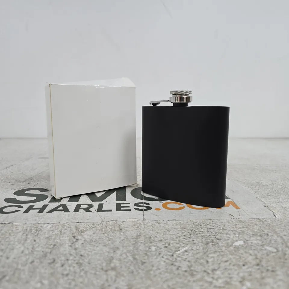 6OZ DRINKING FLASK BLACK 304 STAINLESS STEEL BOXED