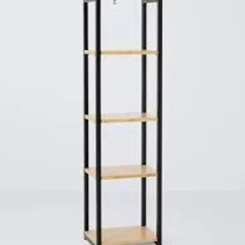 BOXED RAMSON TALL AND WIDE SHELVING UNIT, OAK AND BLACK (1 BOX)