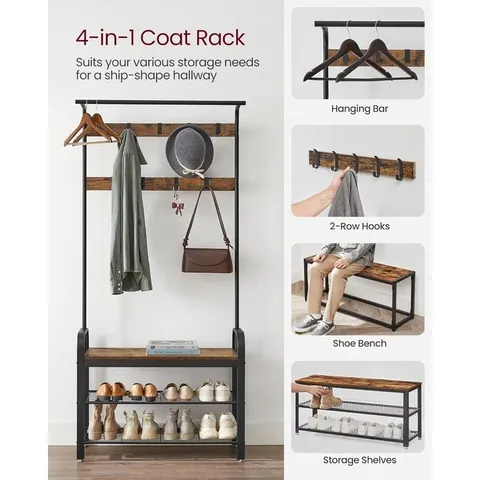 BOXED SWAGGER HALL TREE 84CM WIDE WITH SHOE STORAGE