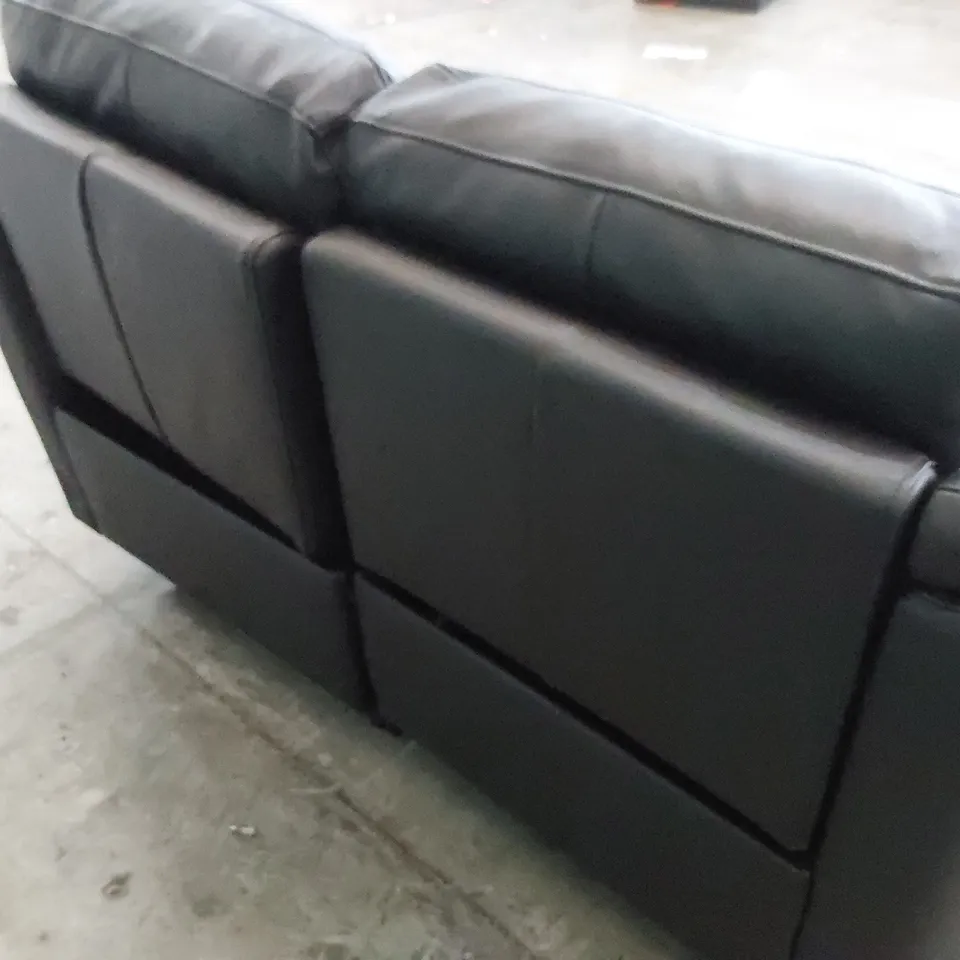 DESIGNER POWER RECLINING TWO SEATER SOFA DARK GREY LEATHER 