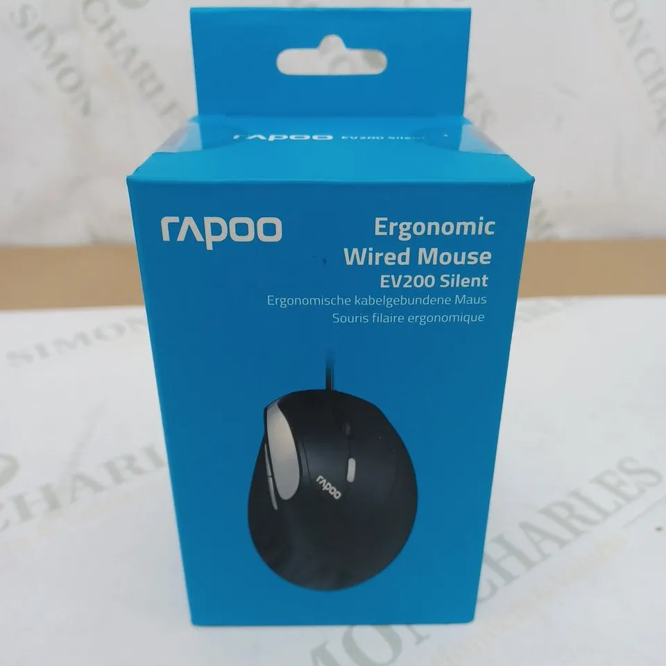 SEALED RAPOO ERGONOMIC WIRED MOUSE EV200 SILENT