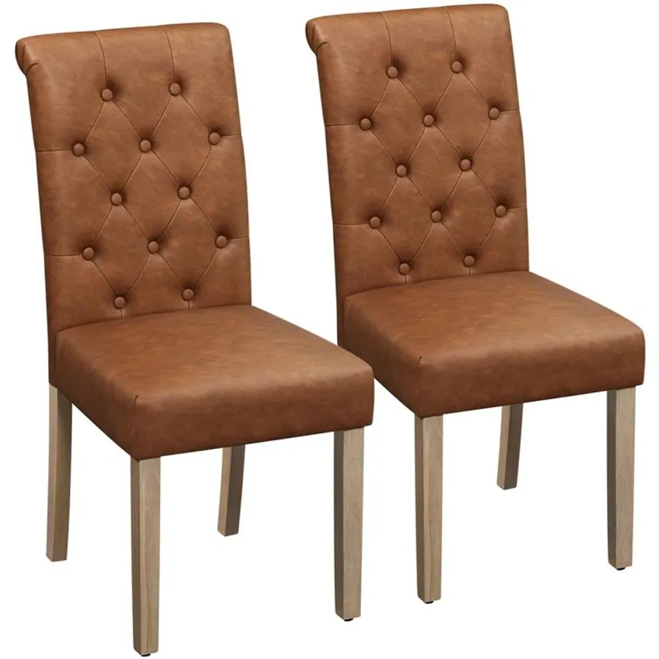 BOXED RHIANNON UPHOLSTERED DINING CHAIRS IN BROWN - SET OF 2 (1 BOX)