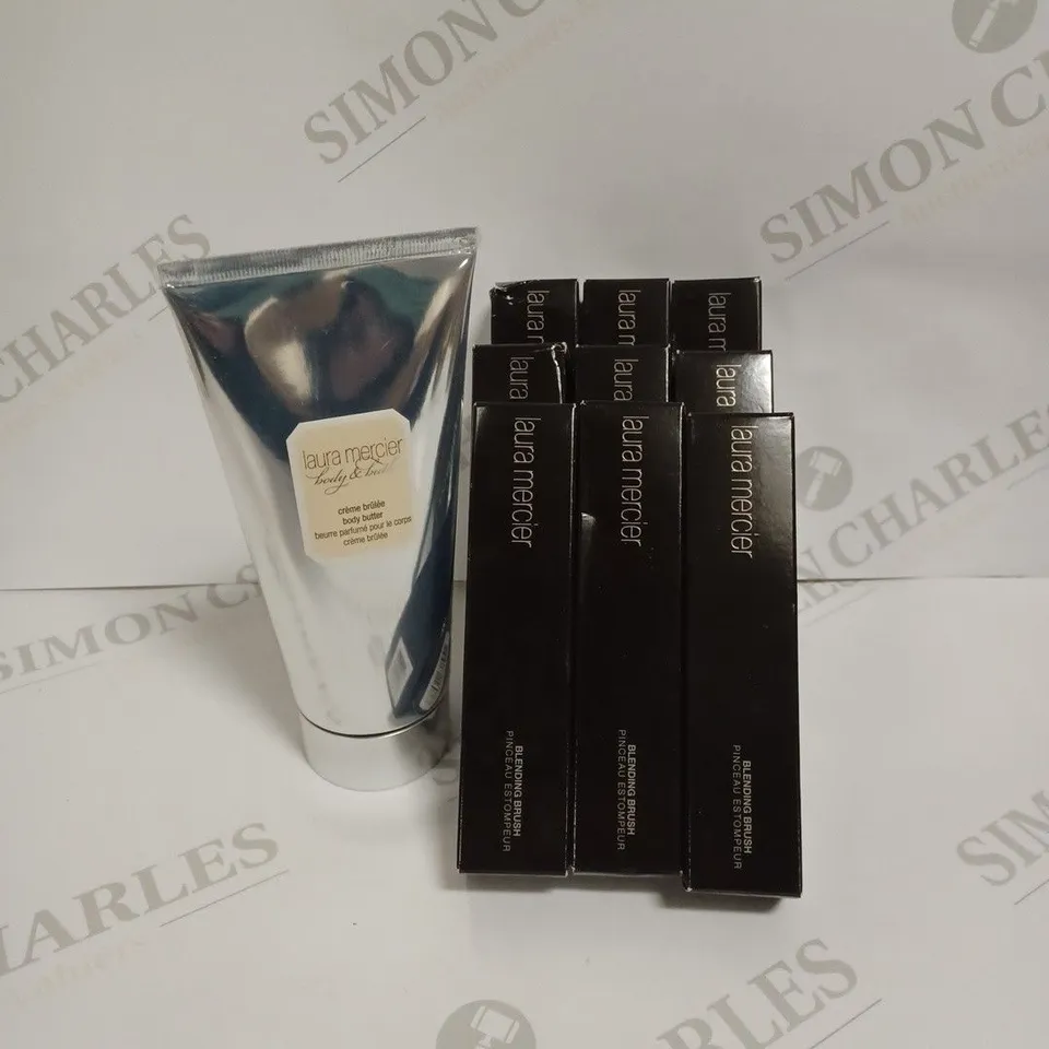 LOT OF 10 LAURA MERCIER PRODUCTS TO INCLUDE BODY & BATH BODY BUTTER AND BLENDING BRUSH