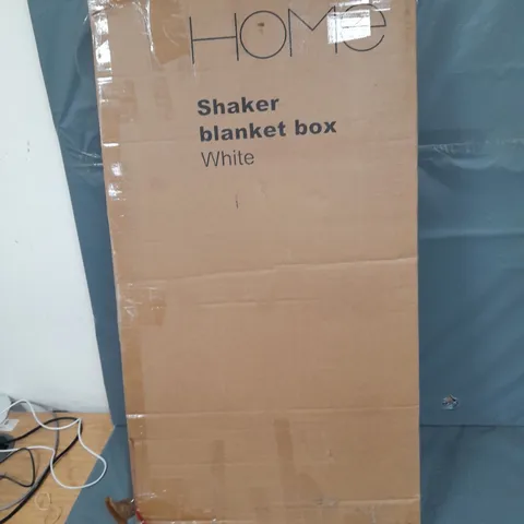 BOXED HABITAT HOME SHAKER BLANKET BOX WHITE - COLLECTION ONLY 