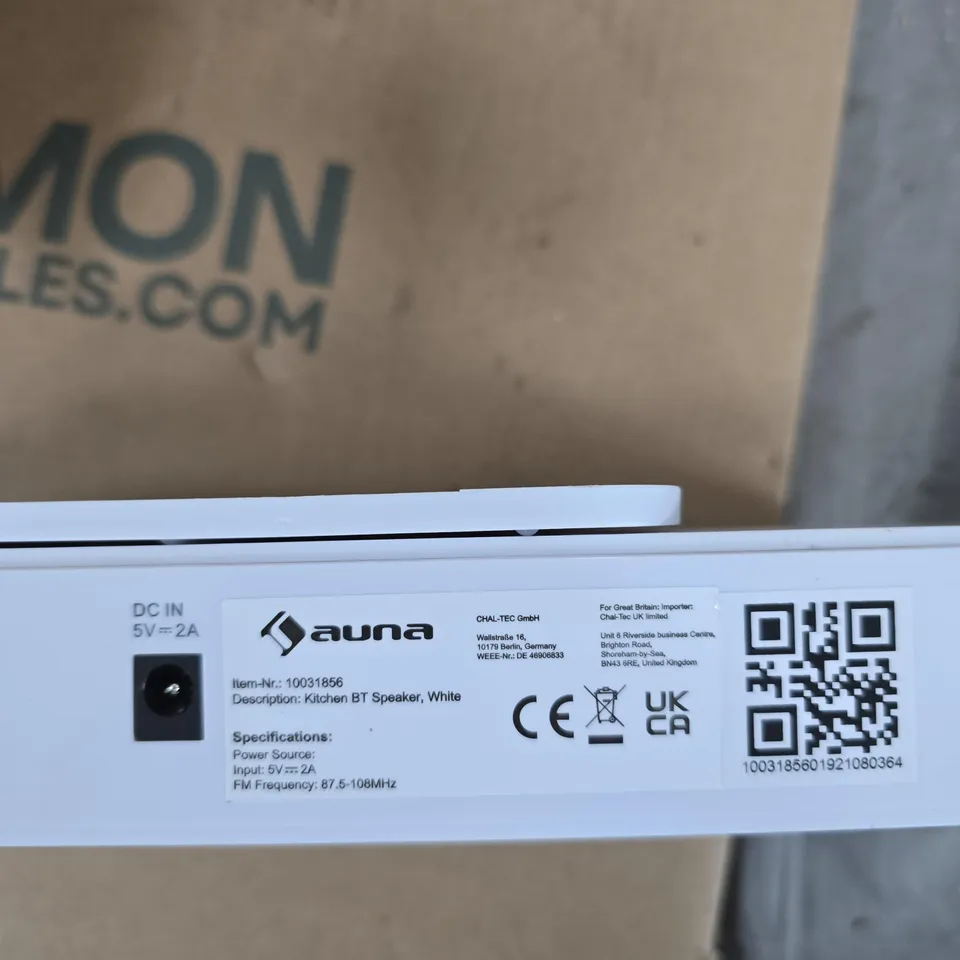 AUNA KITCHEN BT SPEAKER, WHITE