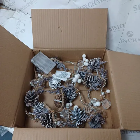 BOXED WHITE WASH CONES PRE-LIT CHRISTMAS GARLAND