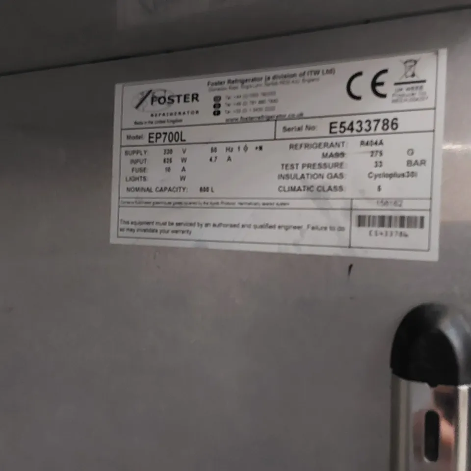 FOSTER ECOPRO G2 EP700L MEDIUM DUTY 600 LTR COMMERCIAL UPRIGHT SINGLE DOOR STAINLESS STEEL FREEZER