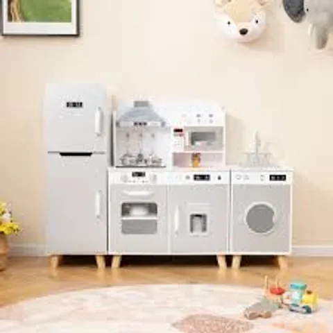 KIDS KITCHEN PLAYSET WITH REFRIGERATOR AND WASHING MACHINE-GREY