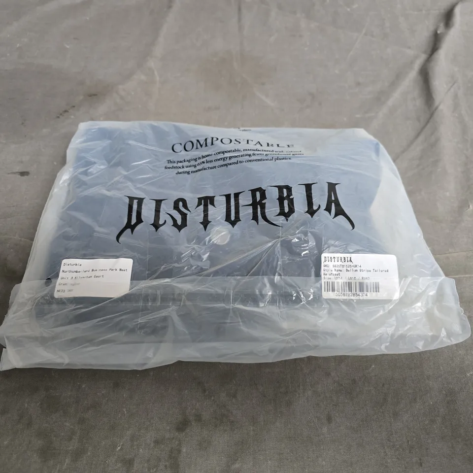 DISTURBIA BELLUM STRIPE TAILORED WAISTCOAT – UK14