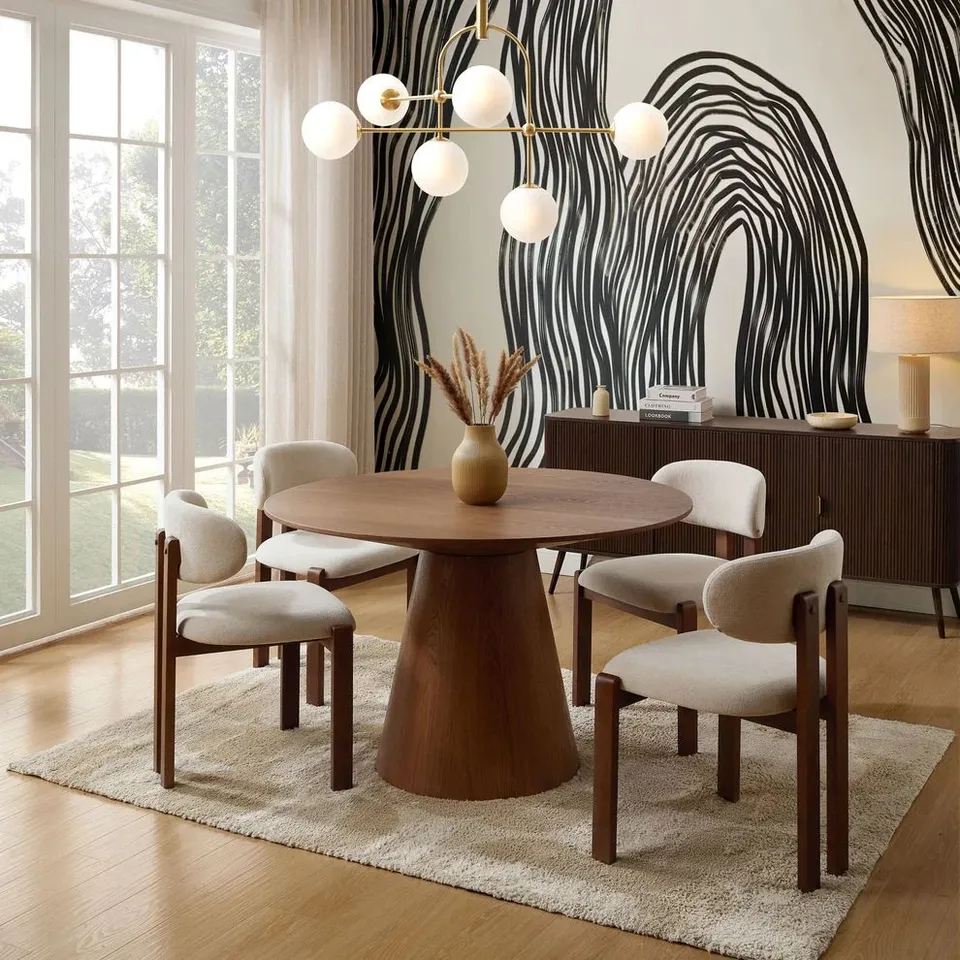 BOXED CASSIE 4-6 SEATER DINING TABLE - MID WOOD (2 BOXES)