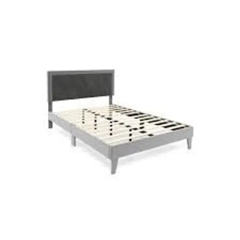 BOXED GREY PLATFORM BED WITH HIGH HEADBOARD // SIZE UNSPECIFIED (1 BOX)