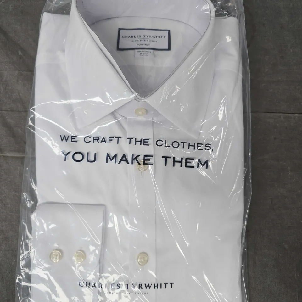CHARLES TYRWHITT EXTRA SLIM FIT SHIRT IN WHITE SIZE 16/36"
