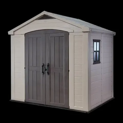 BOXED KETER FACTOR SHED 8×6FT - BROWN (2 BOXES)