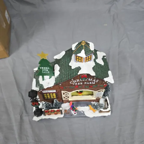 CHRISTMAS VILLAGE HOUSE DECORATION – SNOWY FARM SCENE.