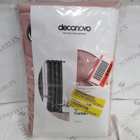 BAGGED DECONOVO FOIL PRINT BLACKOUT CURTAINS - COLOUR: ROSE PINK - SIZE: 168CM X 229CM