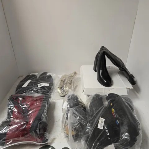 BOX OF APPROXIMATELY 10 ASSORTED SHOES IN VARIOUS COLOURS, SIZES AND STYLES