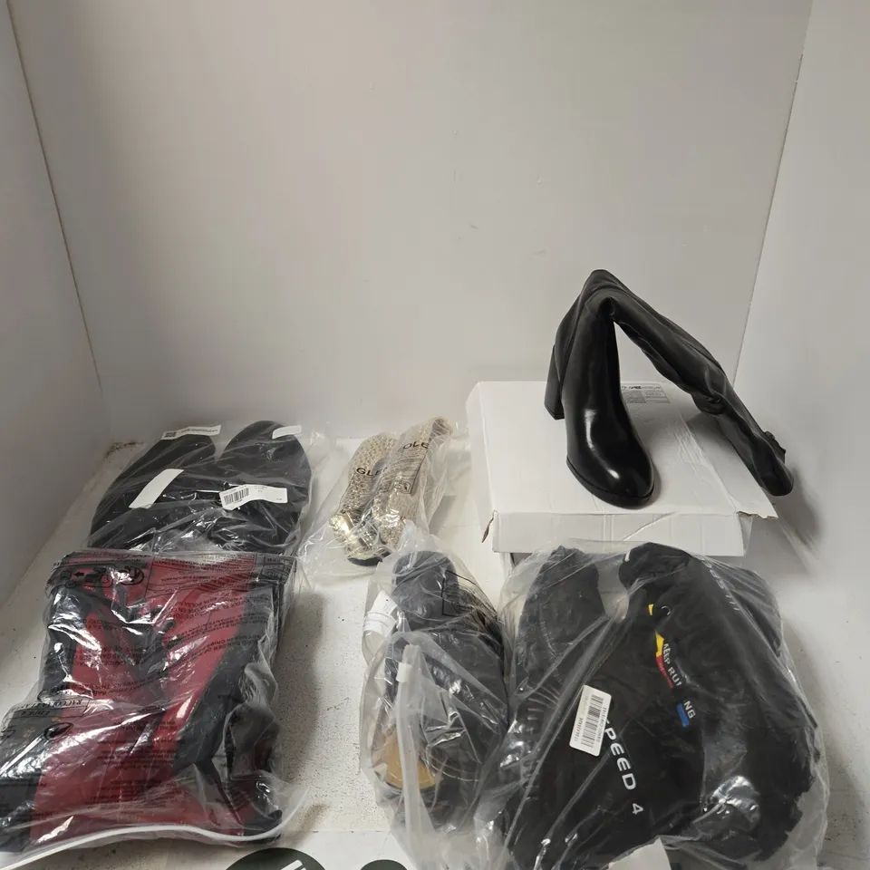 BOX OF APPROXIMATELY 10 ASSORTED SHOES IN VARIOUS COLOURS, SIZES AND STYLES