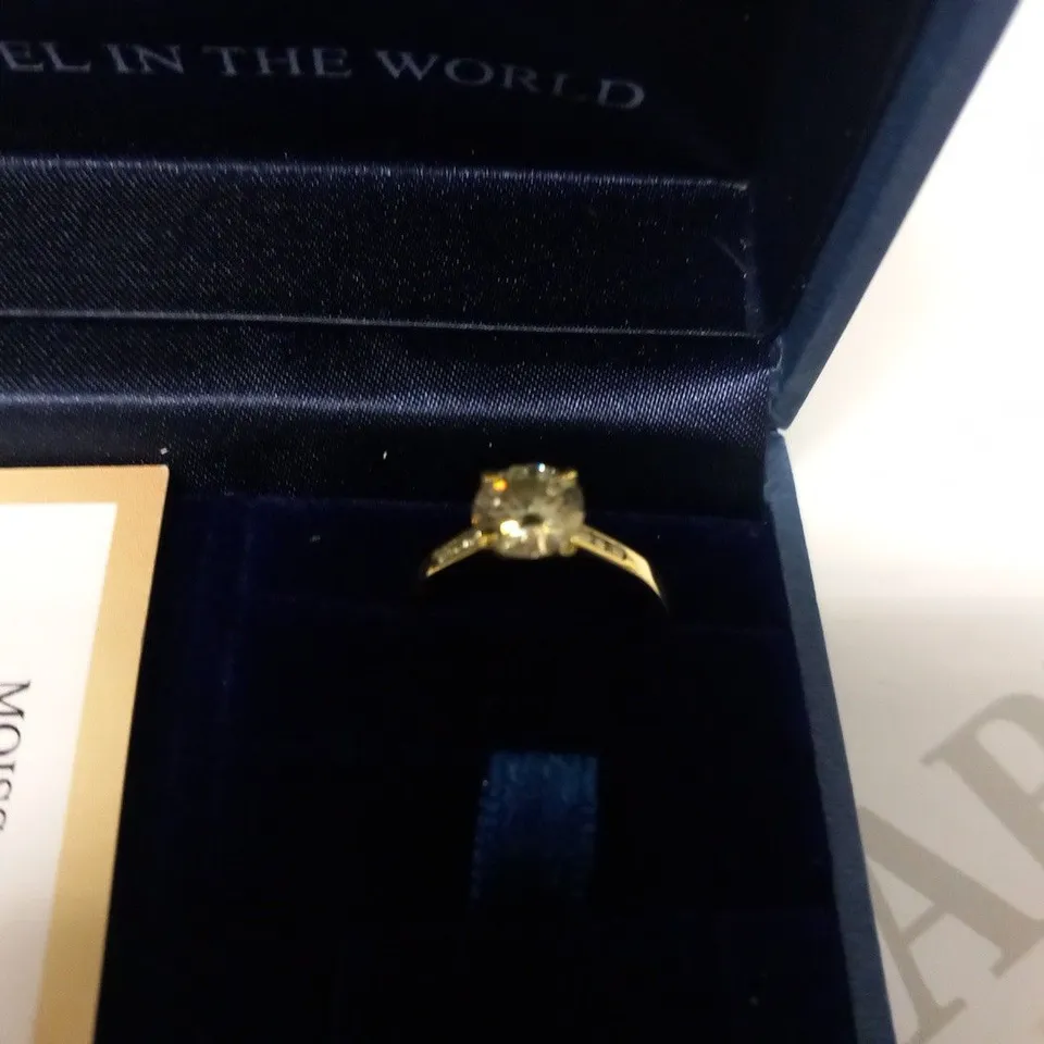BOXED MOISSANITE 9CT YELLOW GOLD RING
