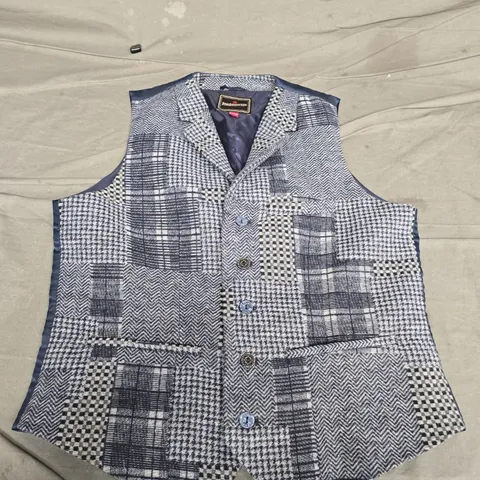 JOE BROWNS PATTERNED WAISTCOAT IN NAVY - UK 42