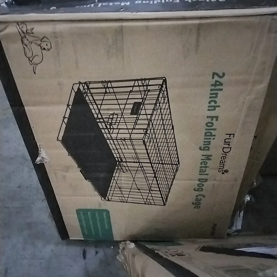 BOXED FURDREAMS 24 INCH FOLDING METAL DOG CAGE 