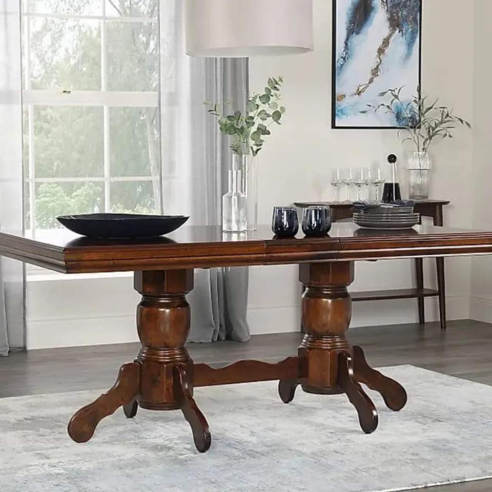 BOXED CHATSWORTH DARK WOOD 150-180CM EXTENDING DINING TABLE (2 BOXES)
