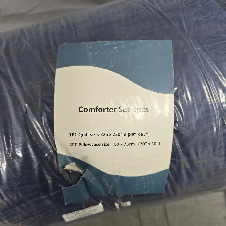 BLUE COMFORTER SET 3PCS – QUILT 225 X 220 CM + PILLOWCASES 50 X 75 CM