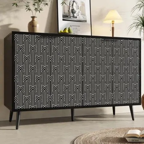 BOXED SIDEBOARD WITH 4 DOORS -BLACK- [2 BOXES]