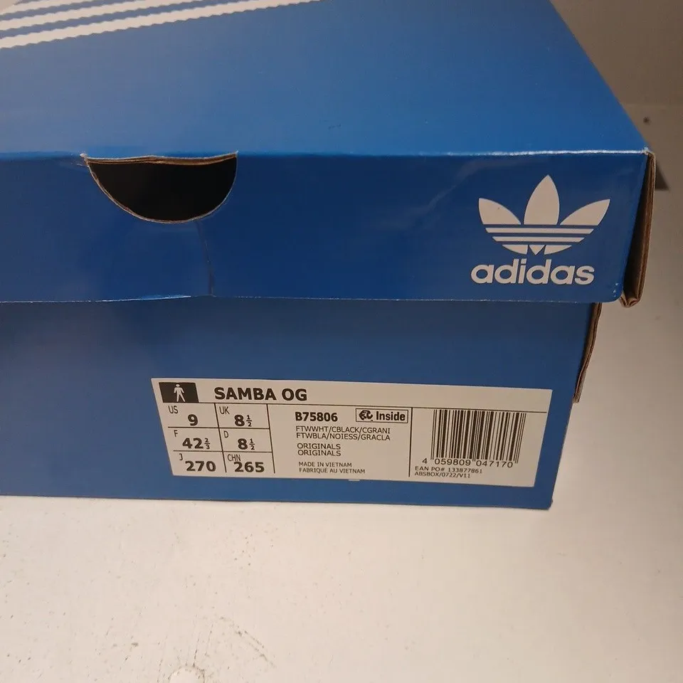 ADIDAS SAMBA OG TRAINERS – UK 8.5 (US 9) – WHITE/BLACK