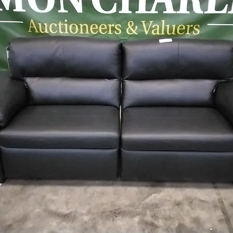 QUALITY ITALIAN DESIGNER GRADO POWER RECLINER LARGE SOFA IN BLACK LEATHER