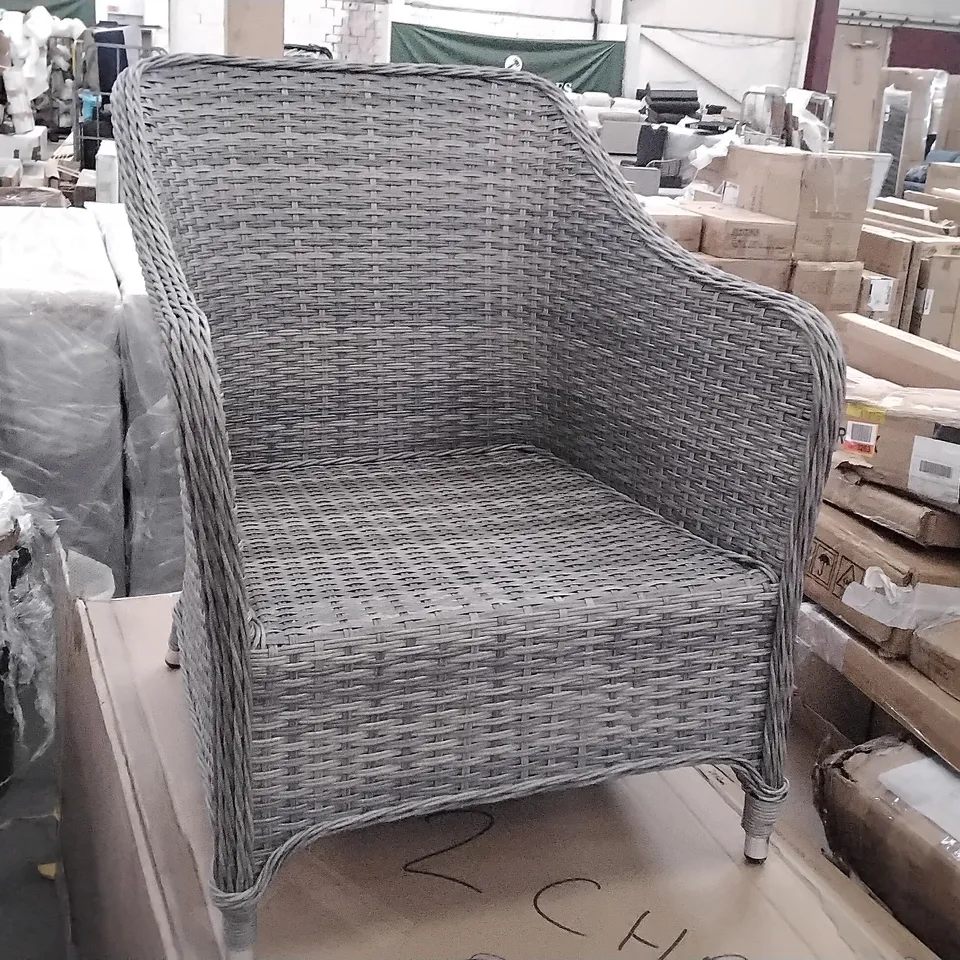 2 BOXED RATTAN EFFECT GARDEN CHAIRS