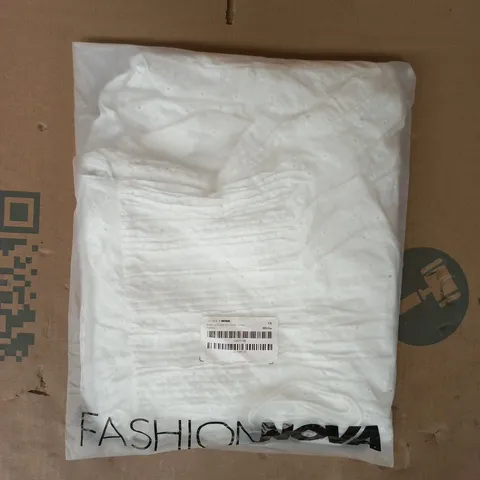 BAGGED FASHION NOVA BUTTERCUP EYELET MINI DRESS IN WHITE SIZE 1X
