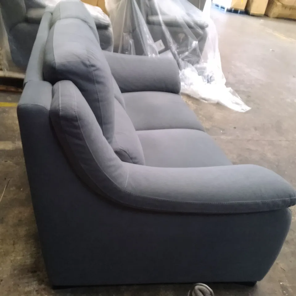 QUALITY ITALIAN DESIGNER DEGANO 2 SEATER - GREY/BLUE NAVY FABRIC