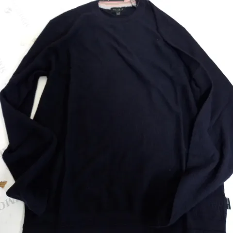 TED BAKER TEXTURED CREW NECKJUMPER IN NAVY - SIZE 3