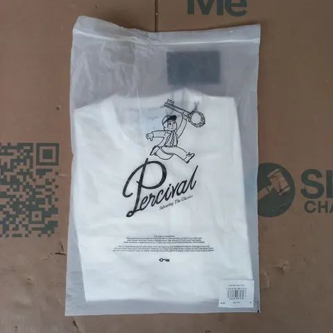BAGGED PERCIVAL AUSTIN BOXY SLUB T-SHIRT IN ECRU SIZE MEDIUM