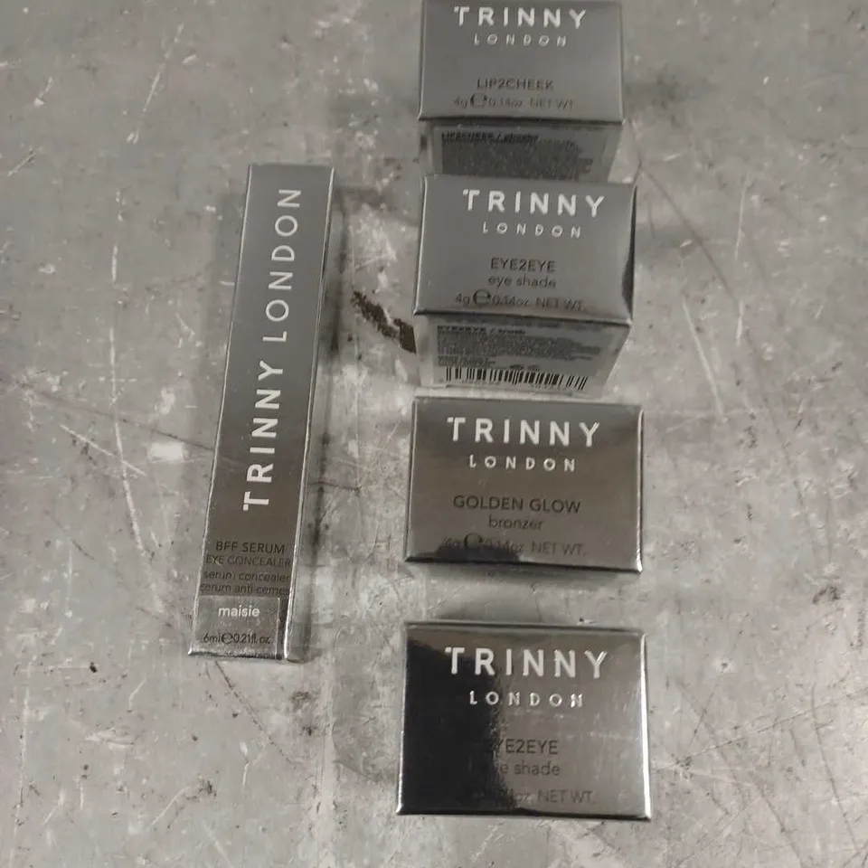 TRINNY LONDON LOT OF 5 ASSORTED COSMETIC ITEMS TO INCLUDE - EYE SHADE TRUTH - BFF SERUM EYE CONCEALER IN MAISIE - GOLDEN GLOW BRONZER - ETC