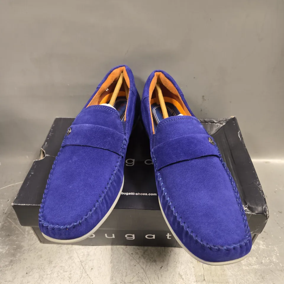 BOXED PAIR OF BUGATTI SLIP ONS IN BLUE - 11