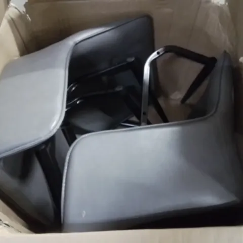 BOXED CLIPOP ERGONOMIC FAUX LEATHER UPHOLSTERED DINING CHAIRS SET OF 2, PADDED SEAT FOR KITCHEN - GREY-