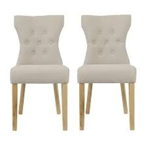 BOXED PAIR OF NAPLES DINING CHAIRS - OAK LEGS/BEIGE FABRIC (1 BOX)