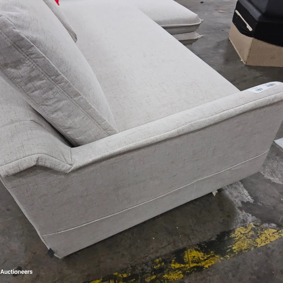 DESIGNER CHAISE SOFA WITH PULL OUT BED NATURAL FABRIC 