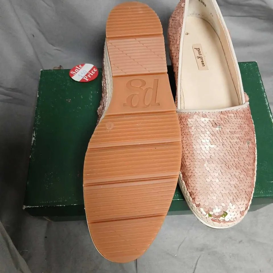 PAUL GREEN ROSE PINK SEQUIN SLIP-ON SHOES – UK 6 (EU 37)